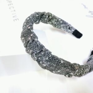 Diadema glitter lentejuela gris